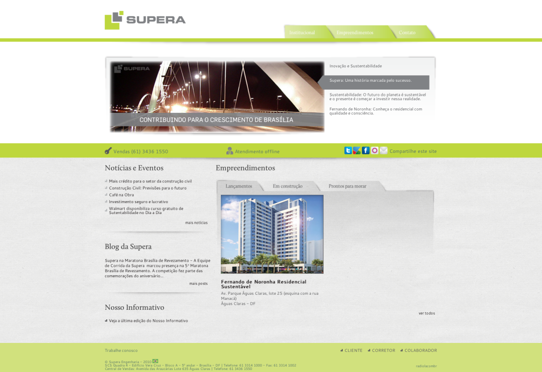 Webdesign done at Radiola Design & Publicidade for Supera Engenharia.